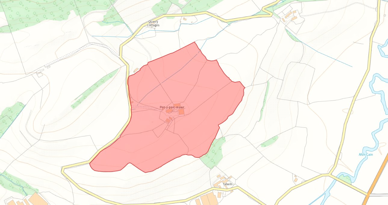 Pen Y Parc Mawr, Llanfechain - Map
