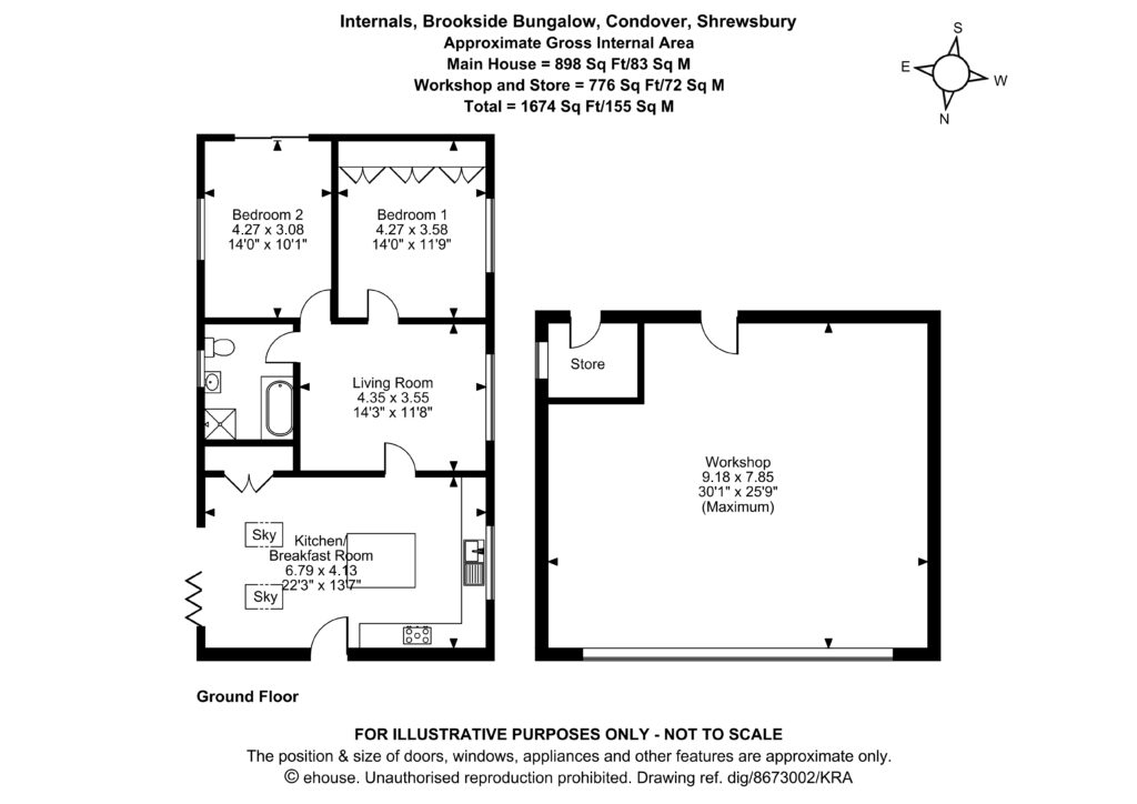 Brookside Bungalow., Condover - Floorplan