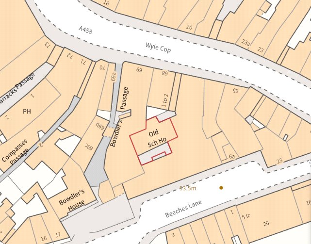 Old School House, Wyle Cop - Map