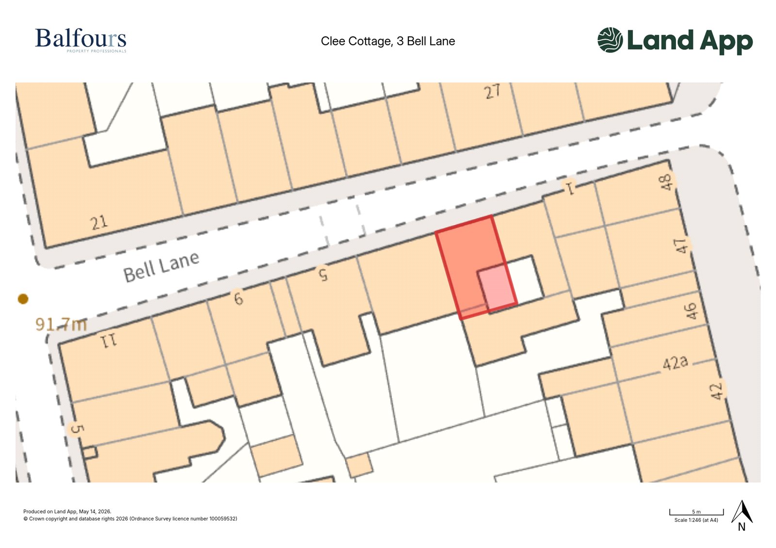 Clee Cottage, Bell Lane - Map