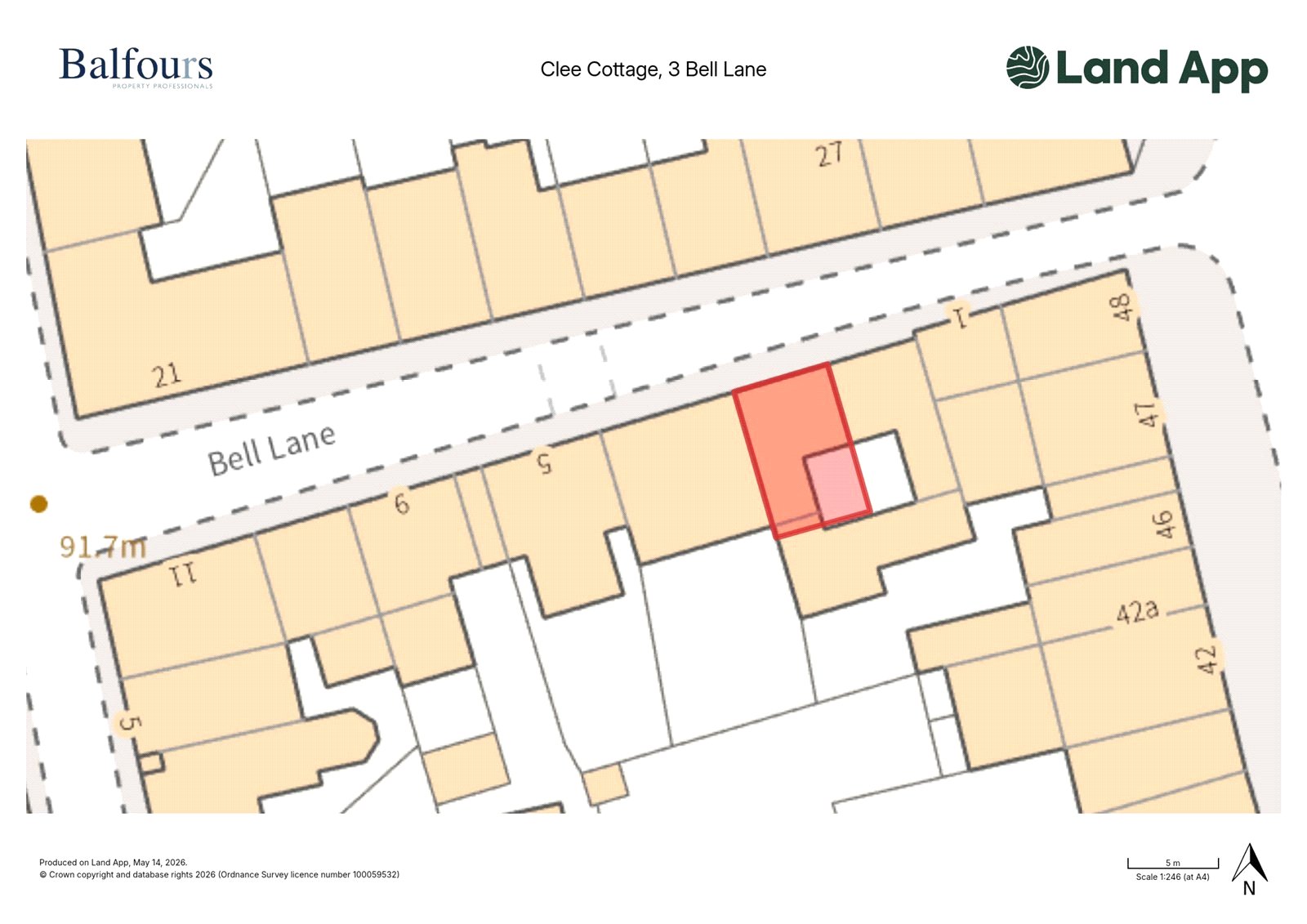 Clee Cottage, Bell Lane - Map