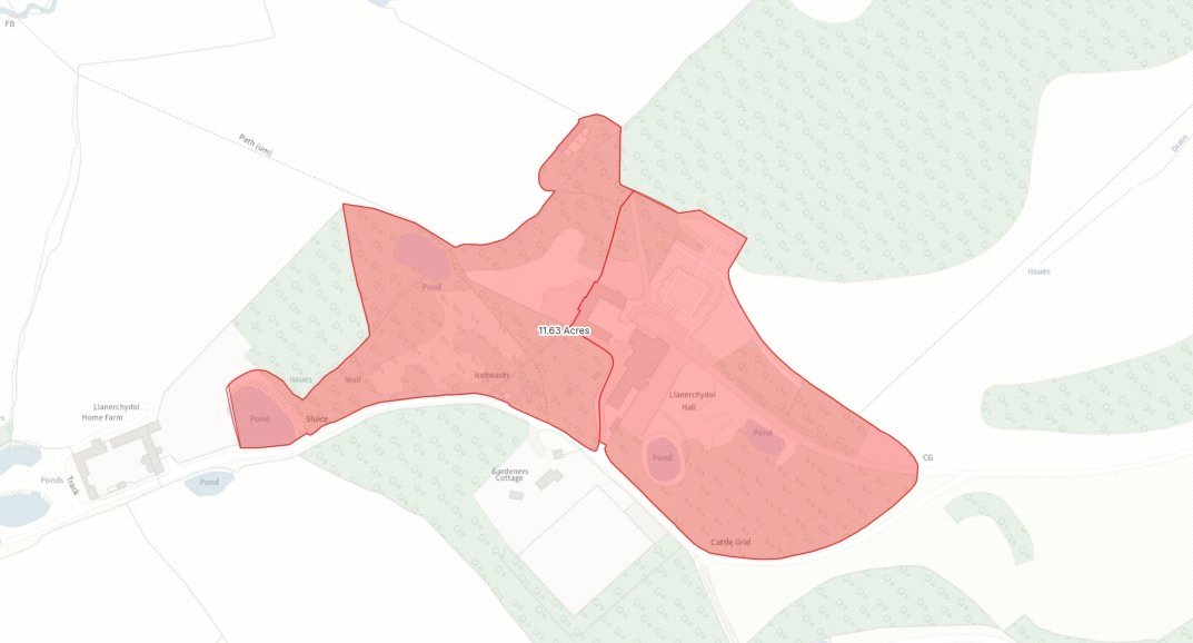 Llanerchydol Hall, Llanerchydol - Map