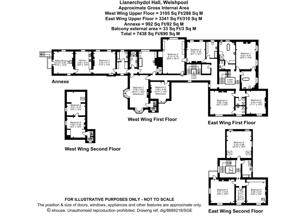 Llanerchydol Hall, Llanerchydol - Floorplan