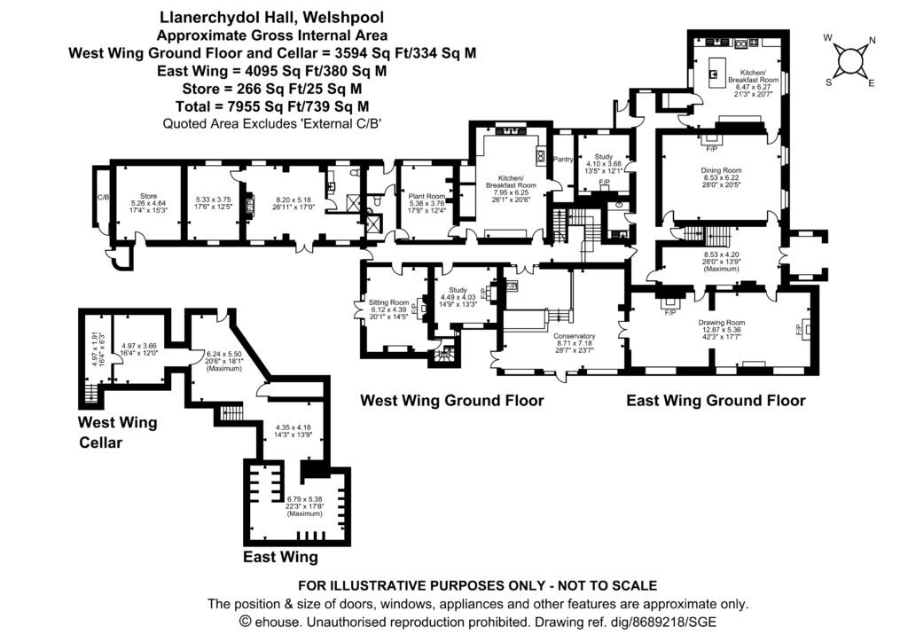 Llanerchydol Hall, Llanerchydol - Floorplan