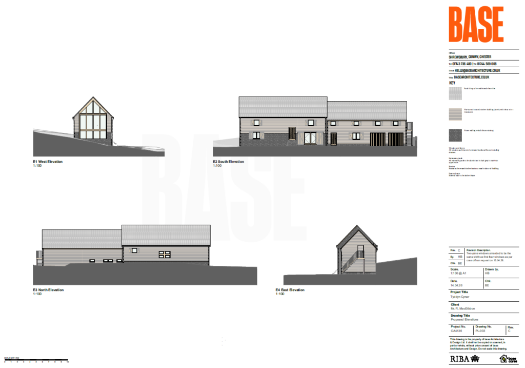 Tyddyn Cynar Barn, Llansilin - Proposed Elevations